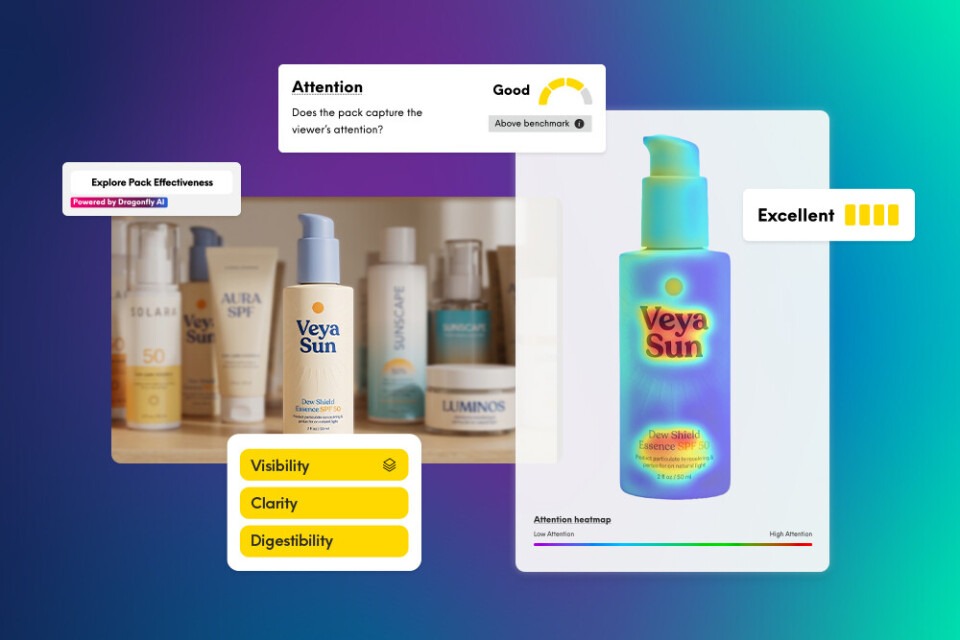Mintel’s Dragonfly analysis shows how packaging elements can be evaluated for likely visual attention