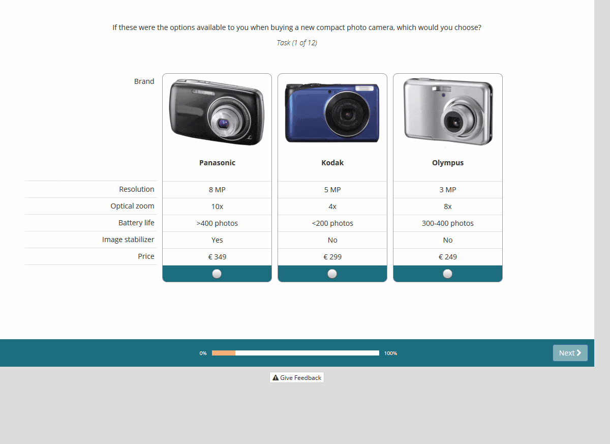 SKIM uses structured choice designs and simulators to estimate how price, feature, and portfolio changes redistribute preference
