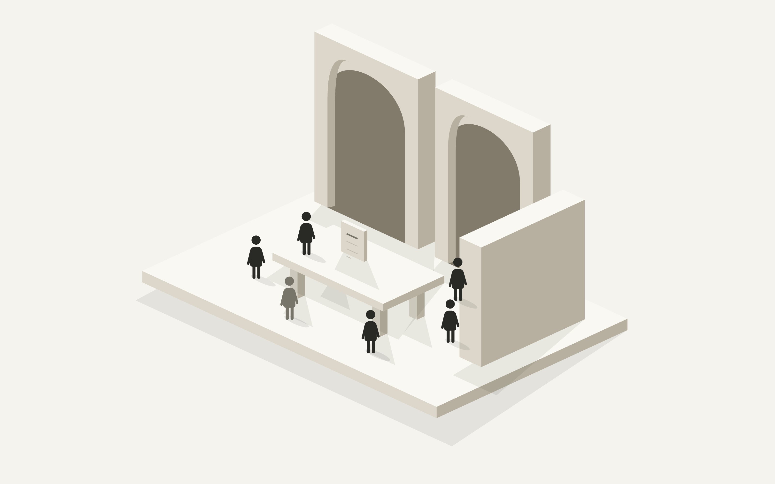 A cutaway conversation room brings individual voices around a shared research table.